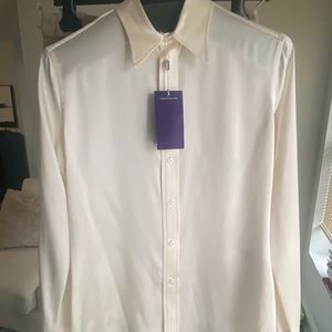 Ralph Lauren Collection cream silk button down blouse